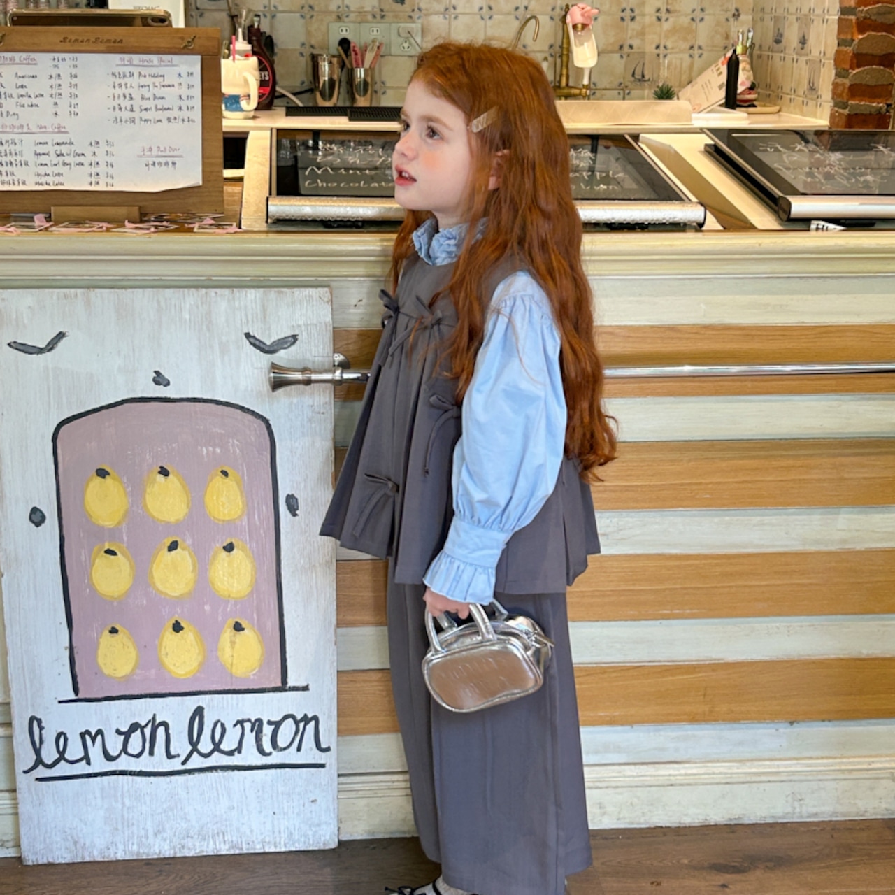 秋リボンつきガーリーフォーマルトップス