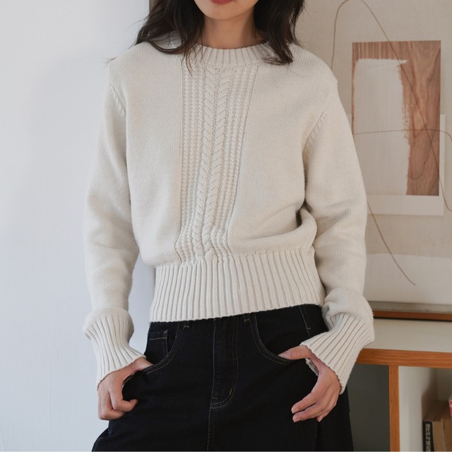 cable short knit top J00120