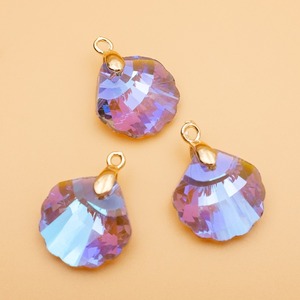 【H141-5.6】金具装着済みガラスペンダント シェル 2個