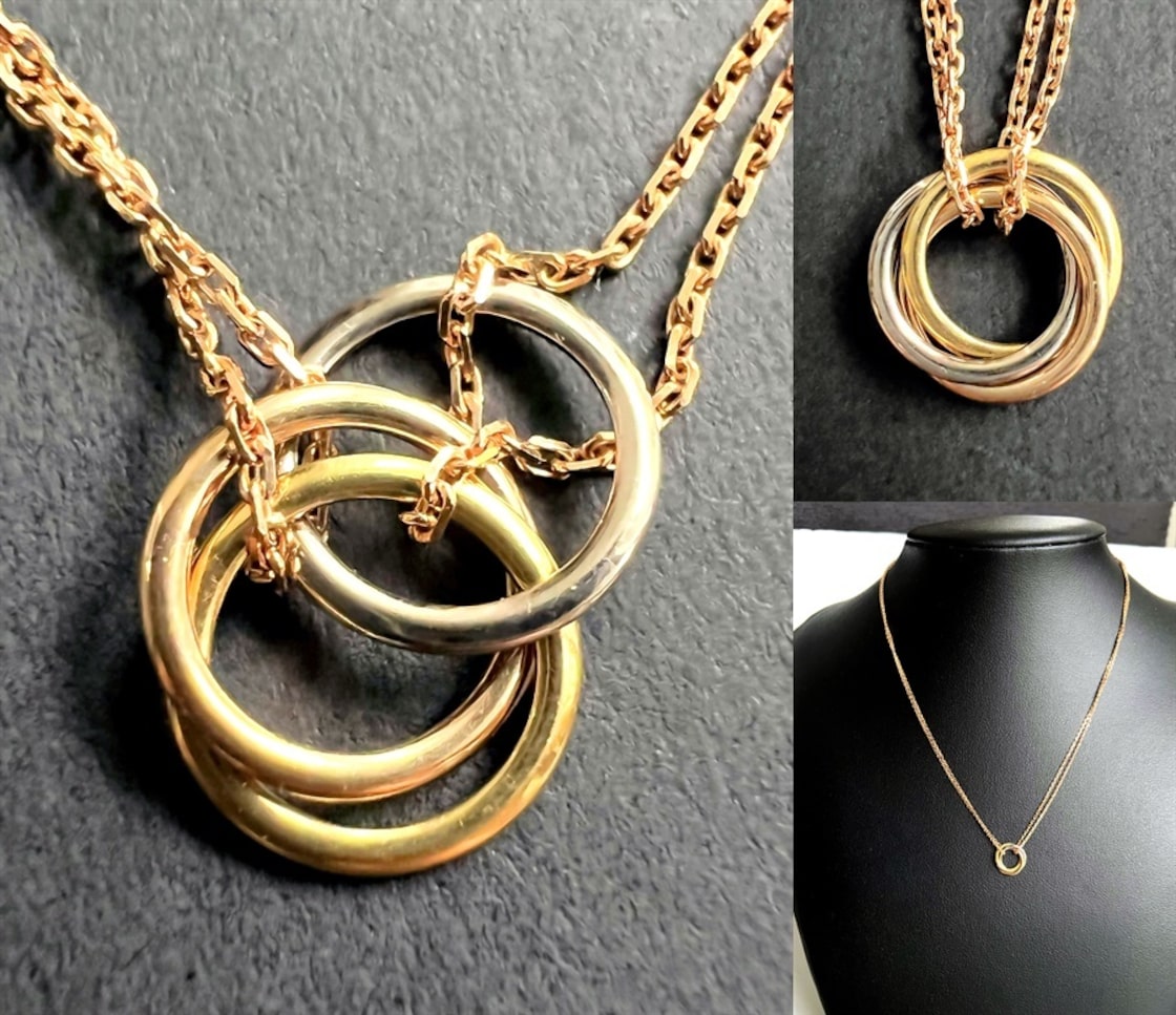 CARTIER カルティエ K18 PG WG YG 3カラー ダブルチェーン トリニティ 