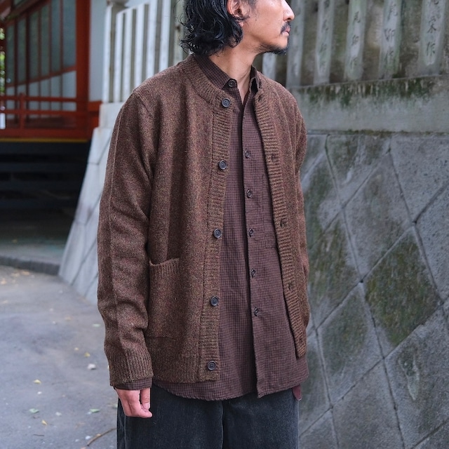 EVAN KINORI(エヴァン キノリ) / Crewneck Cardigan Top Dyed Wool -Dark Olive-