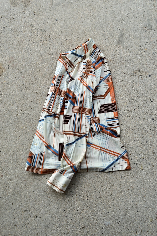 CHALLENGER 1970's From USA Acetate Old Shirt Retro Geometry Design チャレンジャー 70s アセテート オールドシャツ