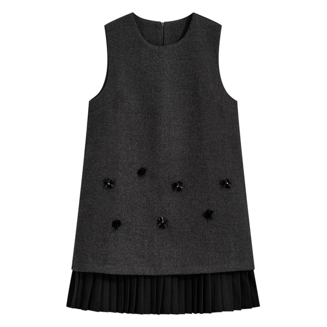 Flower pleated mini dress　B1252