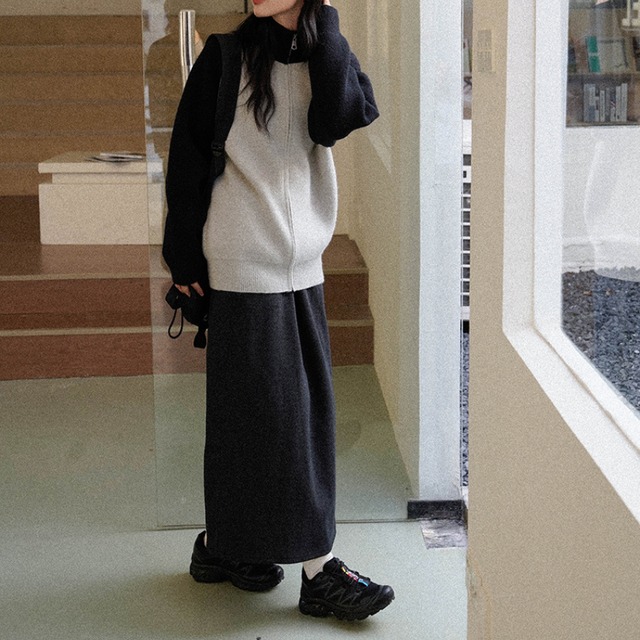 drawstring long skirt J00159