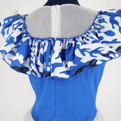 フラダンス 衣装 ワンピース ドレス マカマカ ブルー系 フラ ダンス オーガンジー サンゴ柄 ネイビー系 パープル系 イエロー系 グリーン系 MakaMaka 華やか 鮮やか かわいい ふわふわ シースルー フリル ハワイアン アロハ 衣装 上品