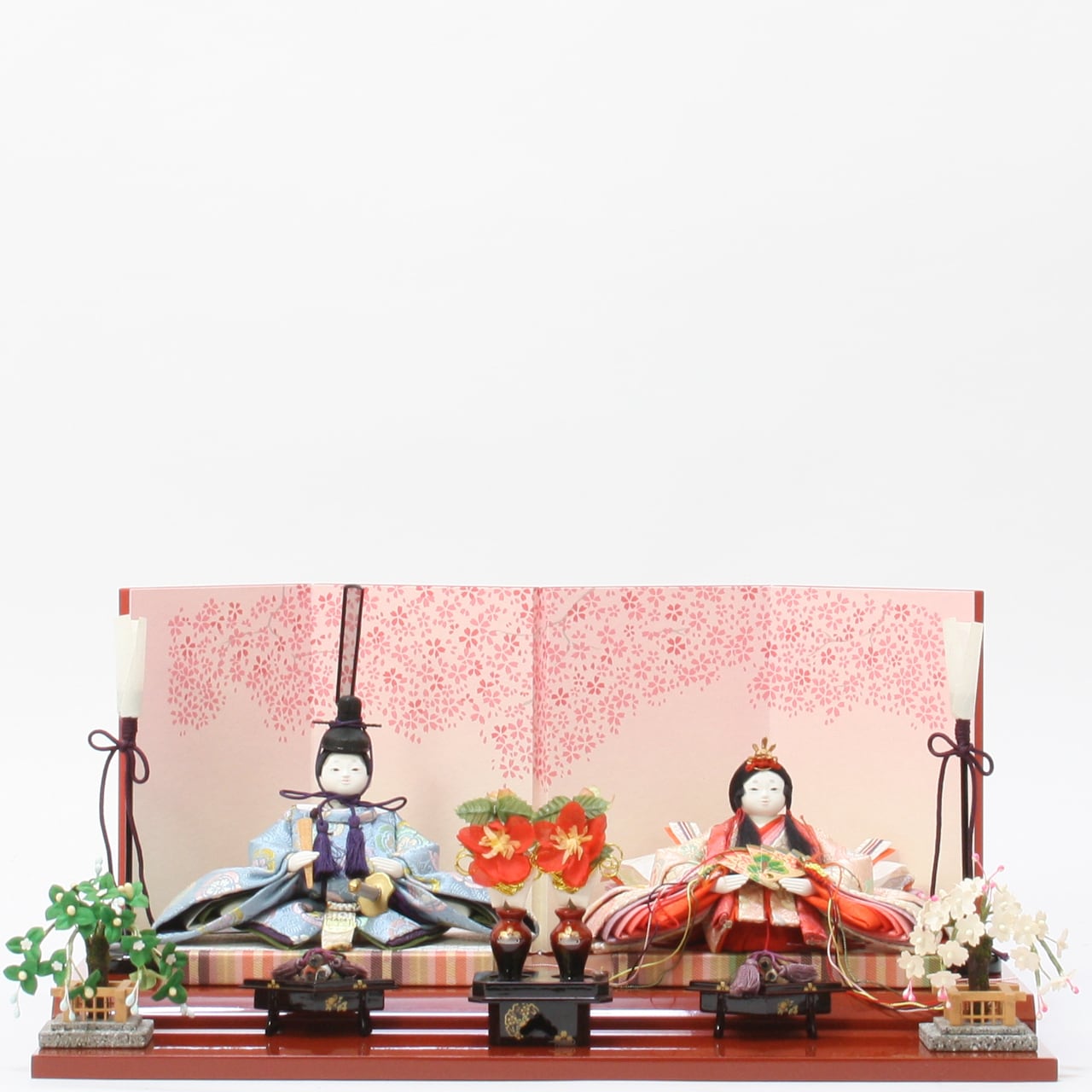 ひな人形レンタル|親王飾り|高級金襴|初節句|1か月レンタル|特典付き|福岡|人形の松屋|《商品名》衣装着親王飾り 桜満開〔商品コード〕30300-0004