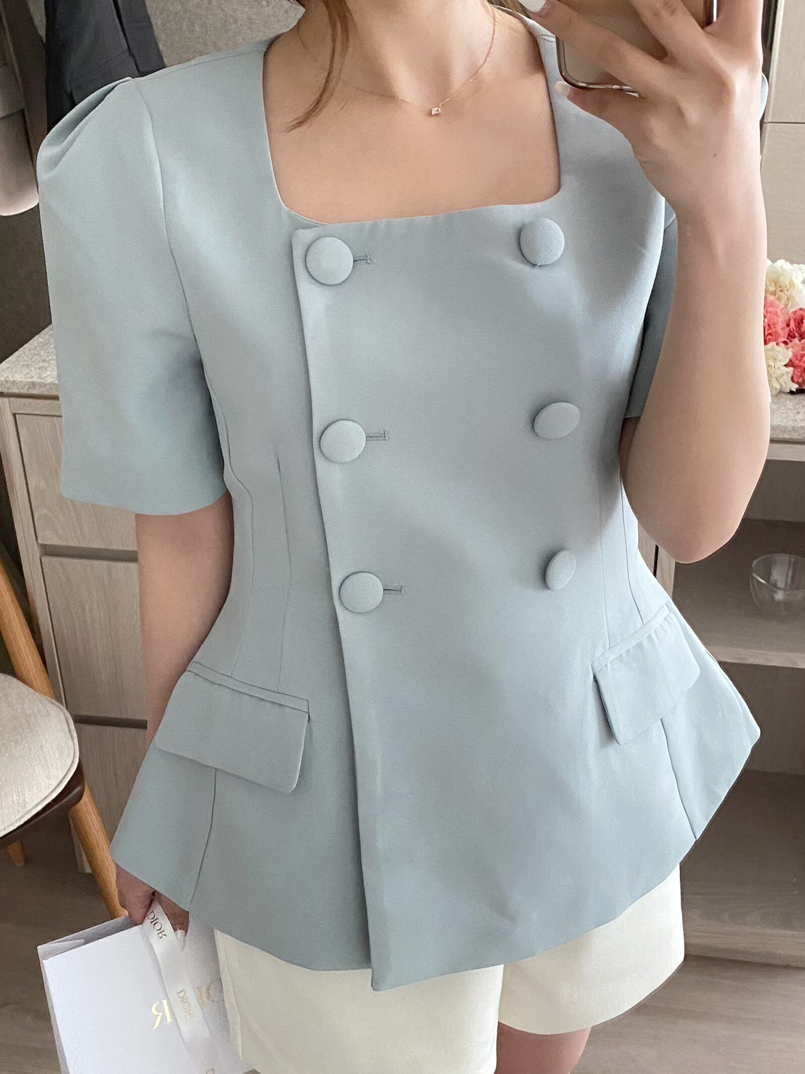 double button suit blouse / 3color