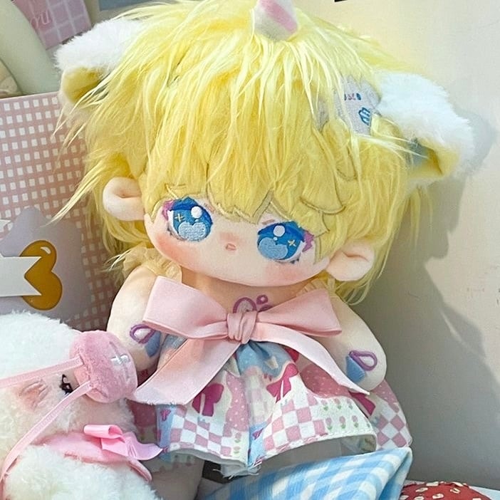 ✿20cm✿ 星レモン 骨あり 無属性正常体ぬいぐるみ furry猫耳金髪 無