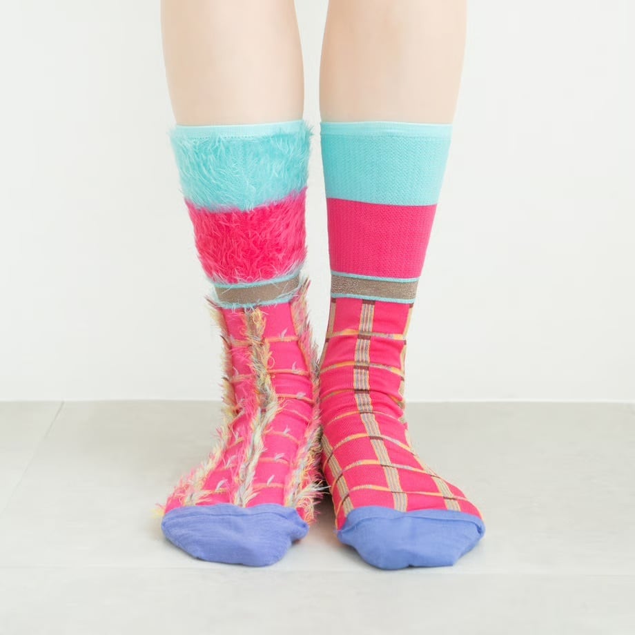 COQ /  【23-25cm】block socks  CT-24-1-IW5M