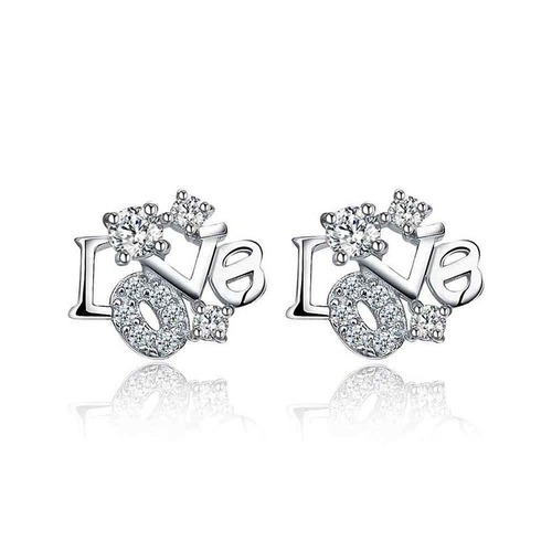 IUHA 愛、ラブ(LOVE) ピアス オーストリア産キュービックジルコニア S925 シルバー 金属アレルギー対応 変色防止 ,137iuhav