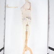 社交ダンス 衣装 ラテン ドレス ワンピース ホワイト系 ベージュ系 アトリエ ミワ Atelier Miwaアイボリー 白 レース デモ 競技 ダンス パーティ 発表会 装飾 フリンジ デモンストレーション 競技会 パーティー イベント 舞台衣装 オフホワイト 装飾 優しい色 女性用