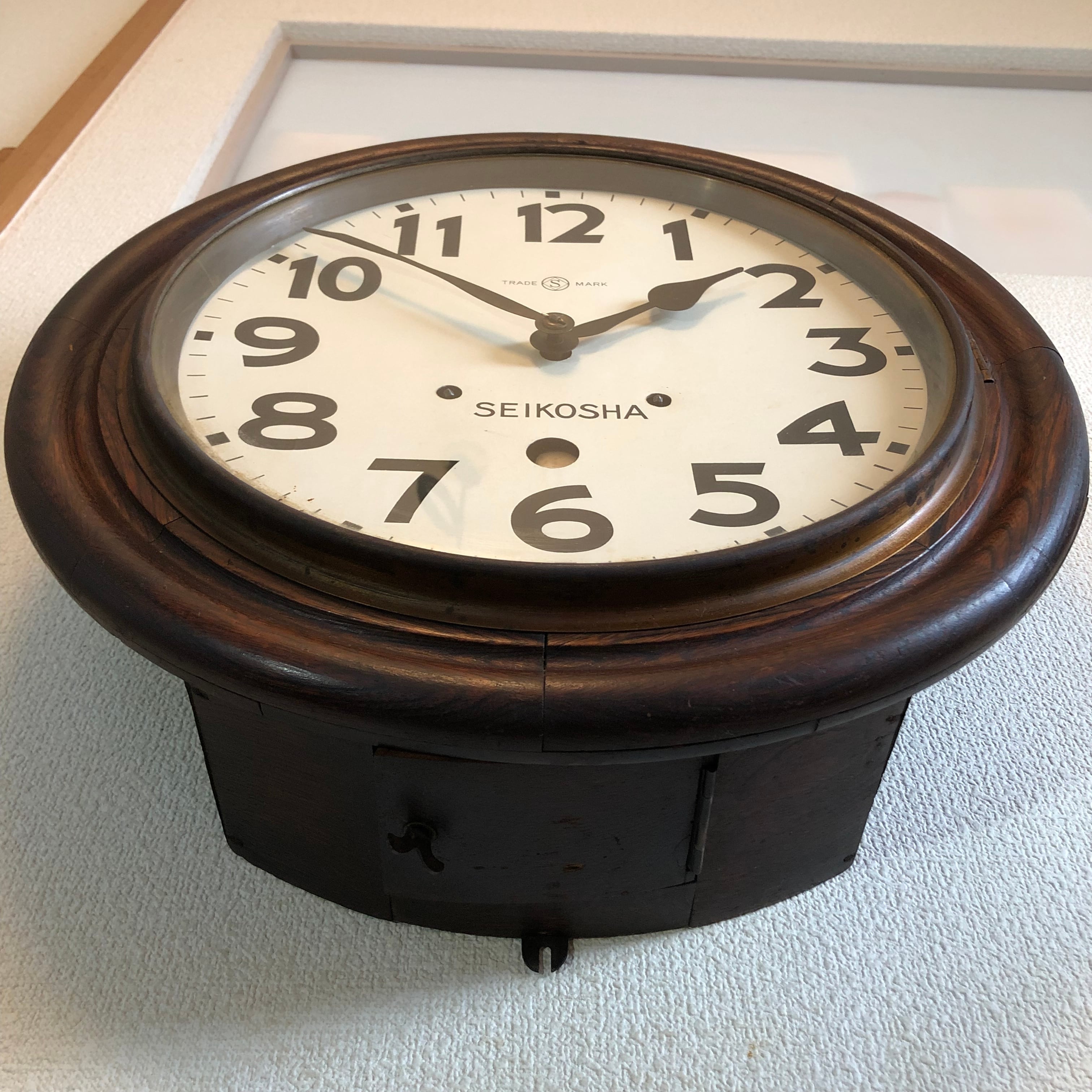 昭和初期頃 精工舎 小窓付き丸型グレシャム型掛時計 オーバーホール済 稼働品