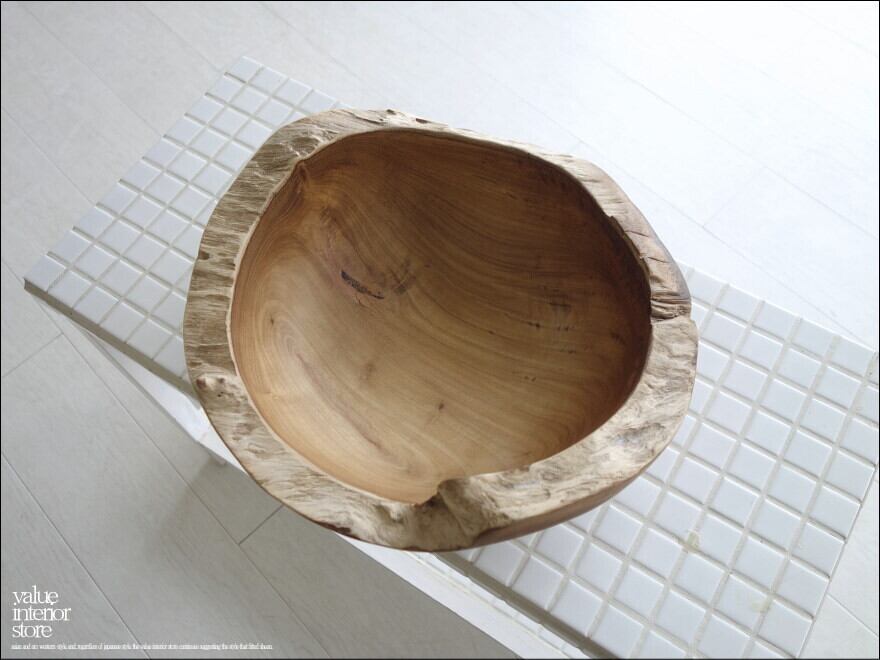 チーク総無垢プリミティブトレイ 飾り鉢N30cm ボウル 小物入れ ナチュラル 天然木 ボウル 鉢 入れ物 天然オイル仕上げ 世界三大銘木