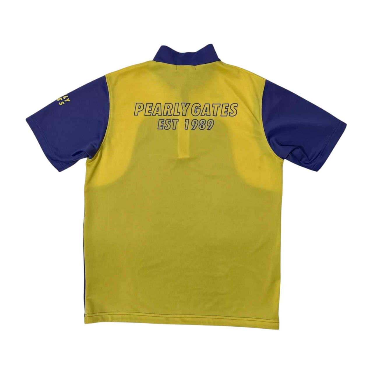 PEARLY GATES パーリーゲイツ ツートン 半袖 ドライ シャツ サイズ 4 /イエロー×パープル系/メンズ/ゴルフ