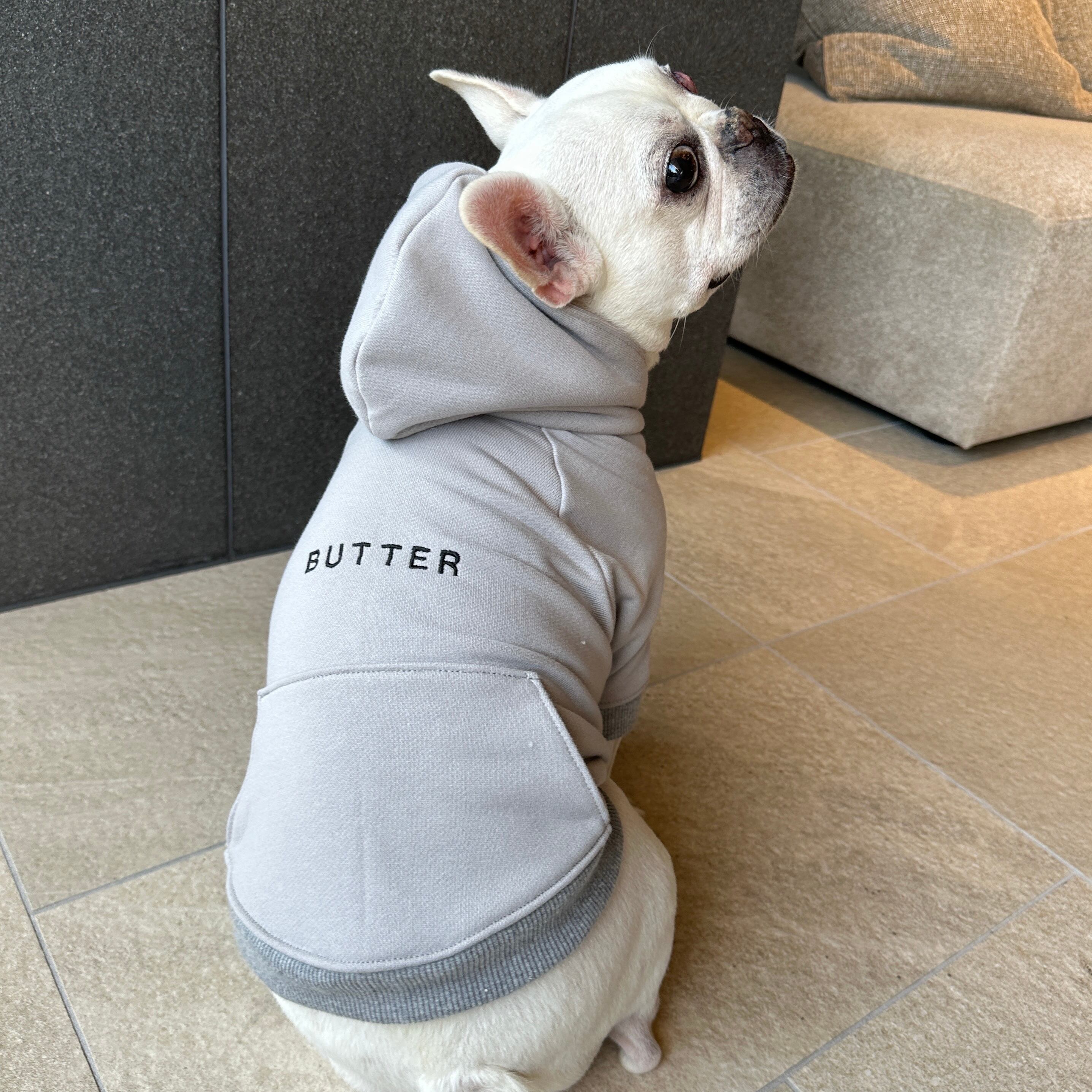 ポケット付きうちの子ブランドパーカー＊グレー＊ | 犬服BUTTER