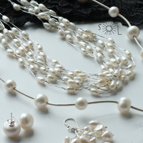 淡水パール【ホワイト 8連 ネックレス】(品番sp338)【フォーマルにも】