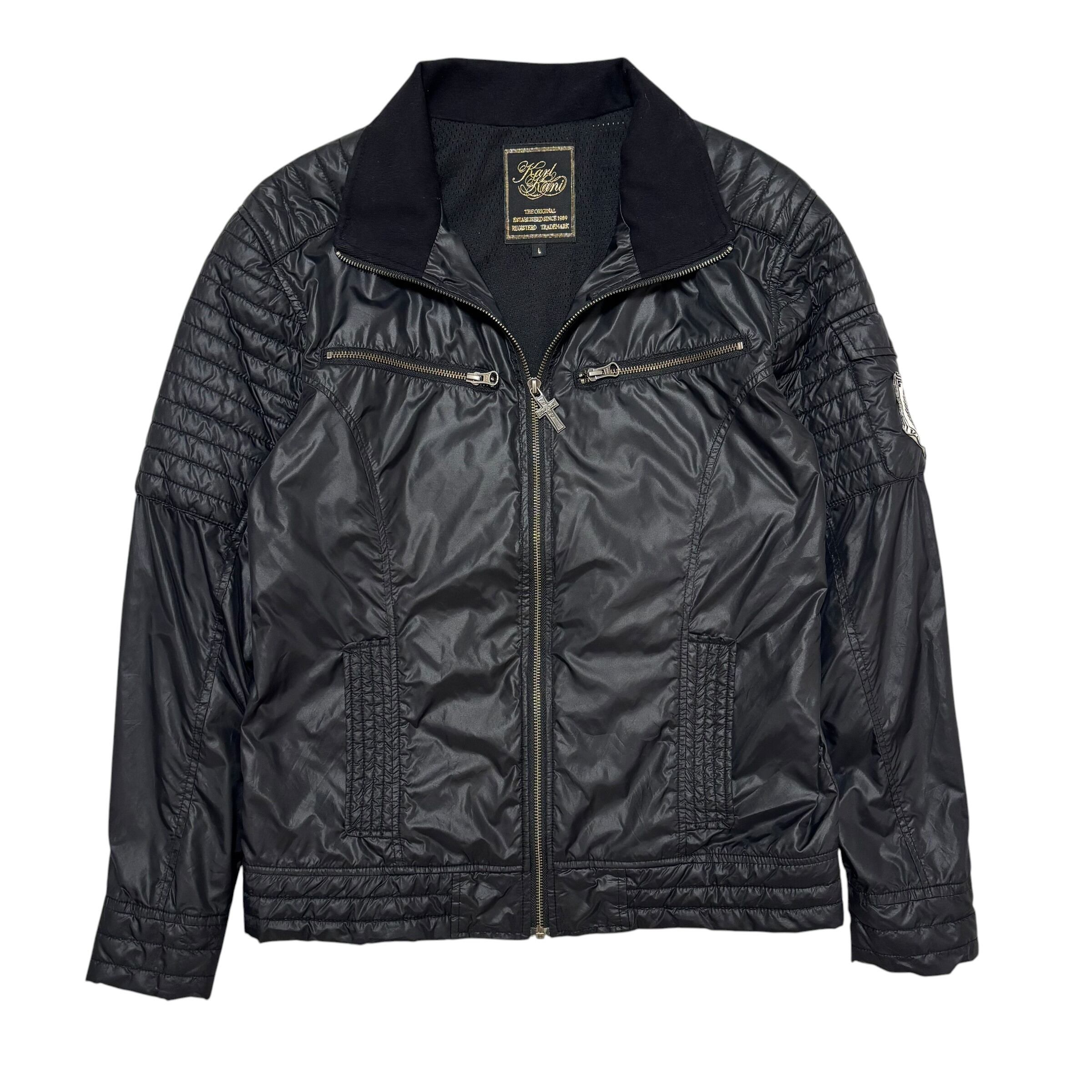 古着 カールカナイ KARL KANI ナイロンジャケット ブルゾン アウター クリーニング済み 黒 メンズL
