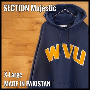 【SECTION 101 Majestic】カレッジ ウエストバージニア大学 WVU スウェット パーカー 刺繍ロゴ フーディー XL ビッグサイズ US古着