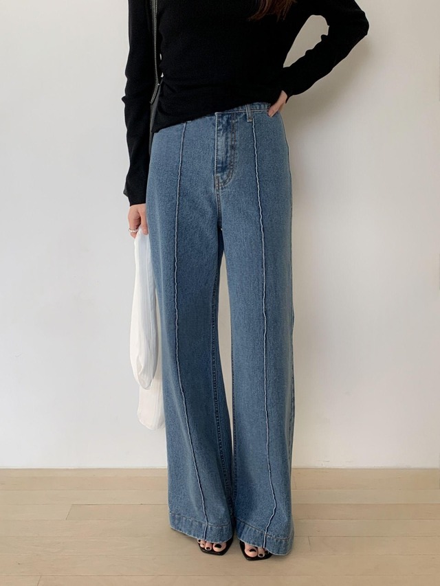 Center Seam Wide Denim Pants