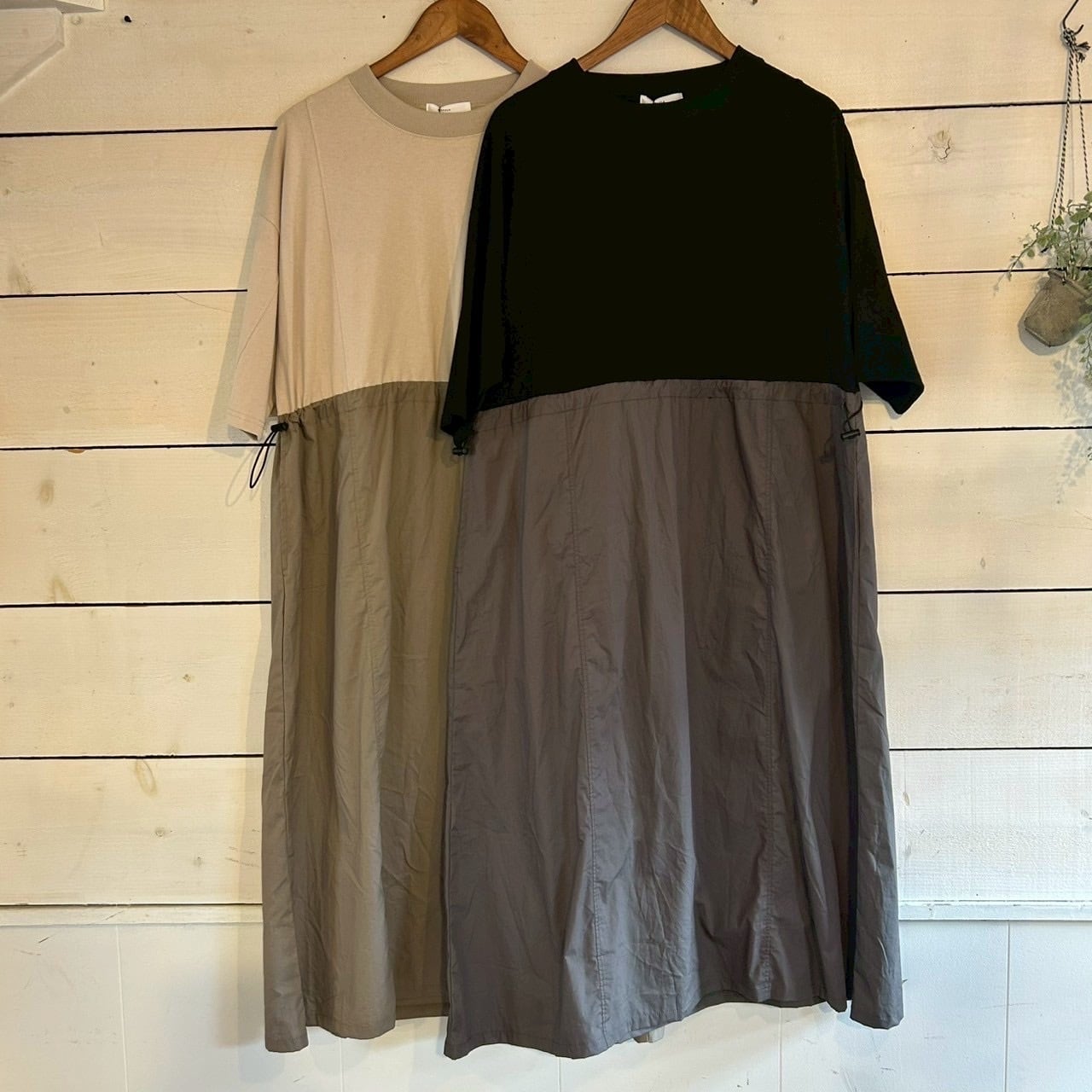 KAKELA布帛コンビ６部袖ワンピース　249