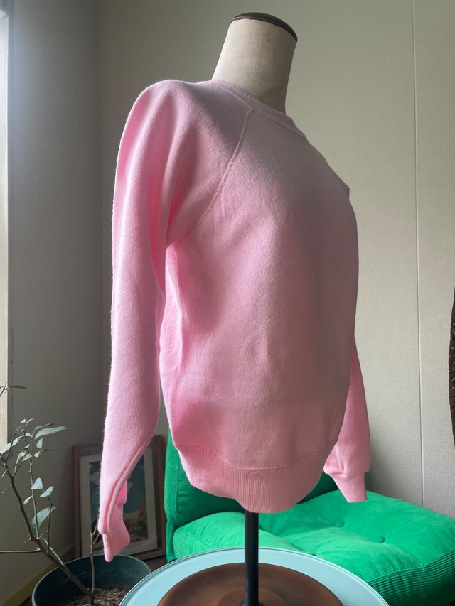 80s-90s Solid Raglan Sweatshirt / Baby Pink
