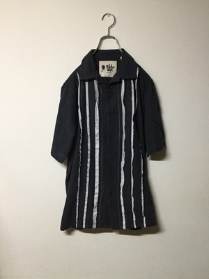 総柄 アロハシャツ 半袖 ストライプ柄 シルク