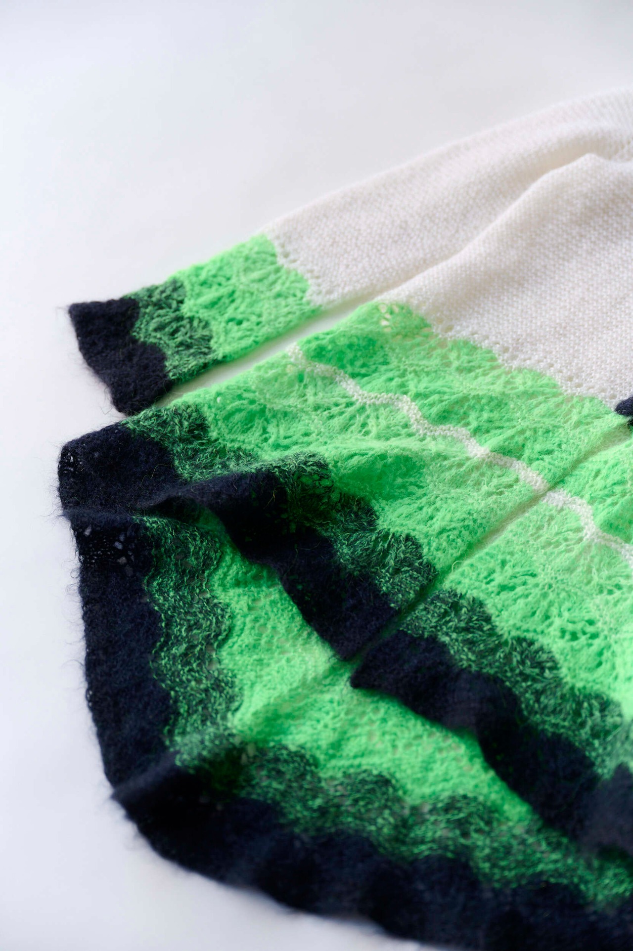 Crochet mohair lime green cardigan