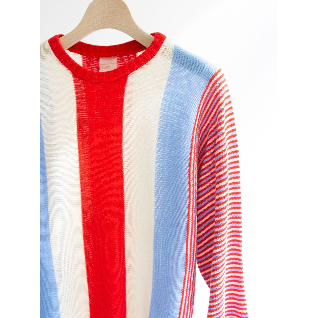 【Made in France】100% Acrylic stripe sweater(フランス製 ストライプ柄アクリルセーター クルーネックニット )12b
