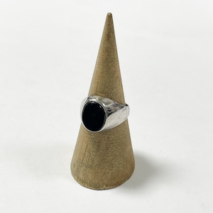 Vintage 835 Silver Onyx Signet Ring Made In Hungary