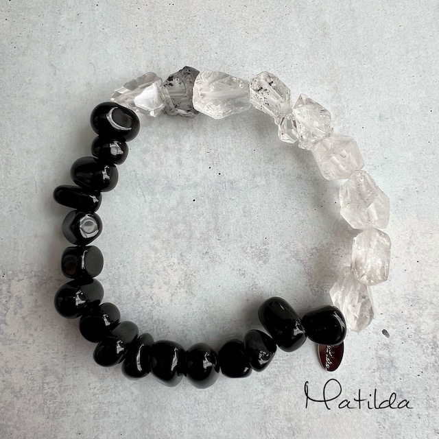 bicolor bracelet（クォーツ×オニキス）