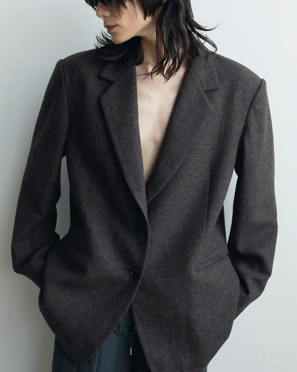 anuke】Herringbone Wool Jacket | GooROUGH