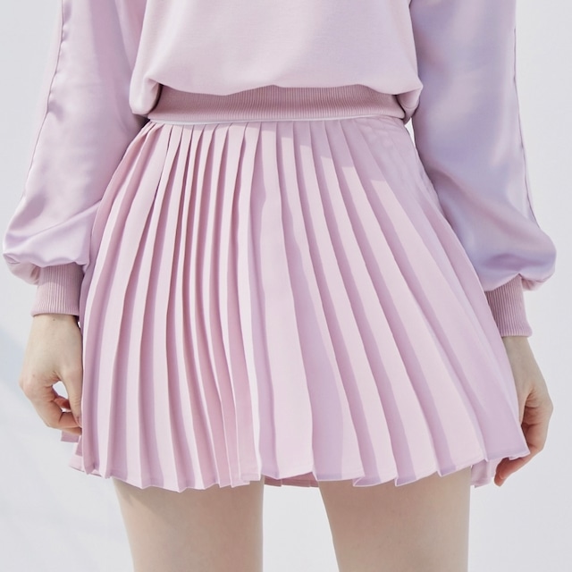 Unbalanced Chiffon Pleats Skirt（Pink）