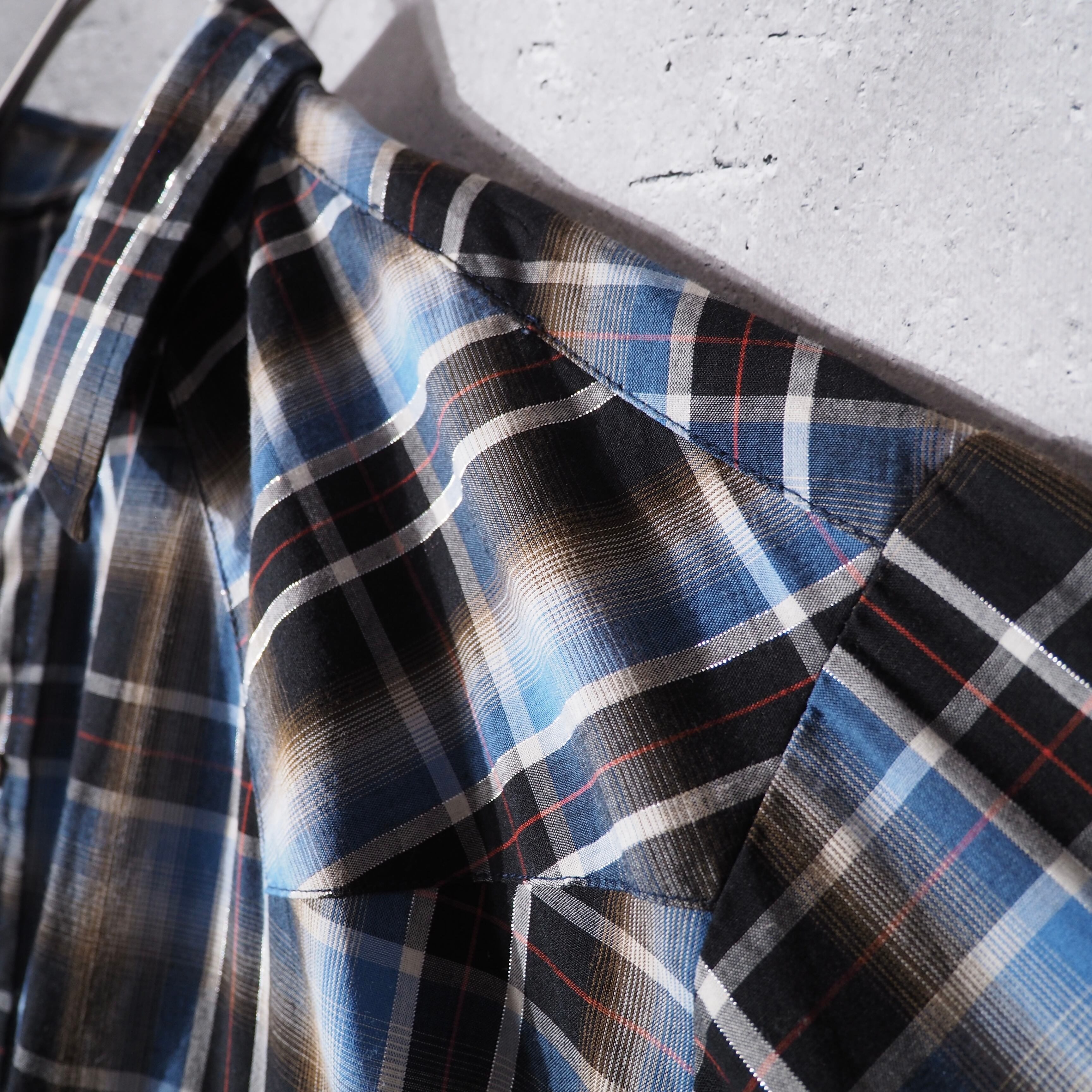 1990s ” Plains ” cold check pattern design loose silhouette vintage western shirt