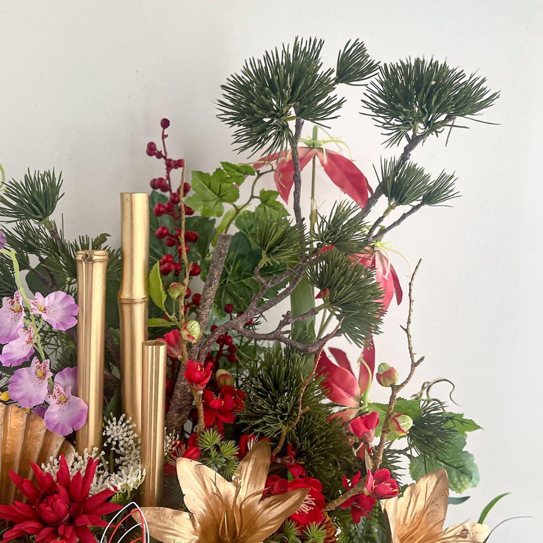 特大サイズ 正月アレンジメント】 扇と松が描く迎春の華｜和モダン