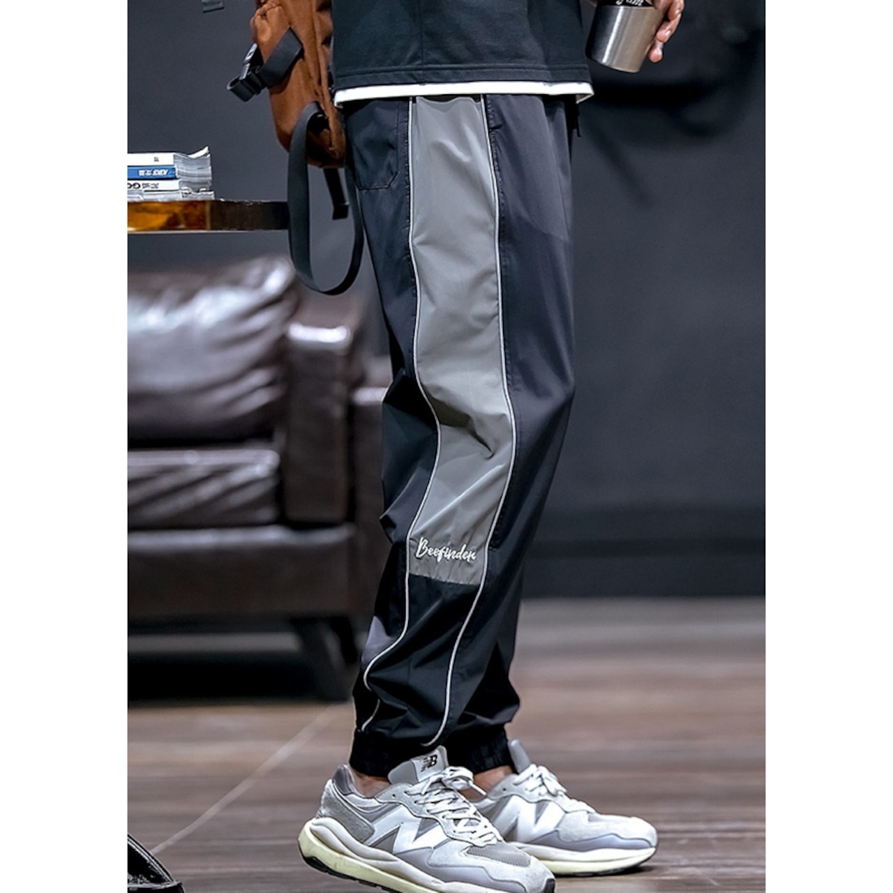 Side line pants tapered silhouette jogger pants ◇2color H0339