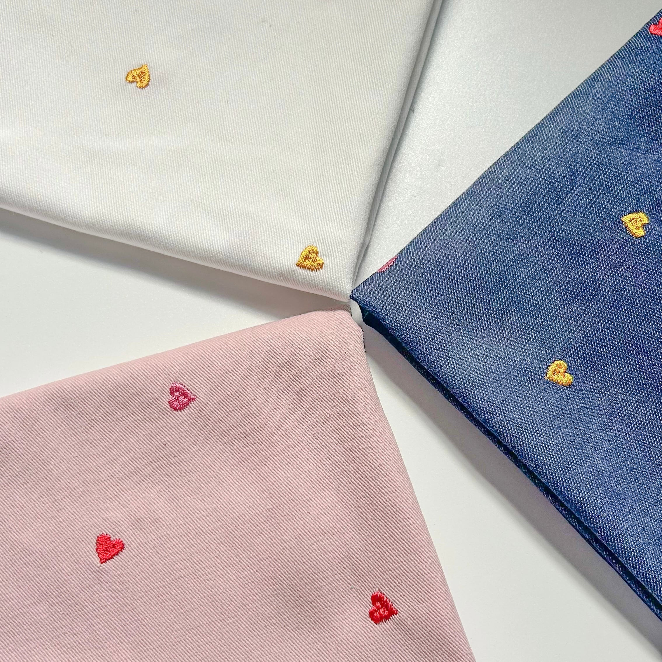 即納】カラーデニム ハート刺繍 韓国生地 | Rin fabric