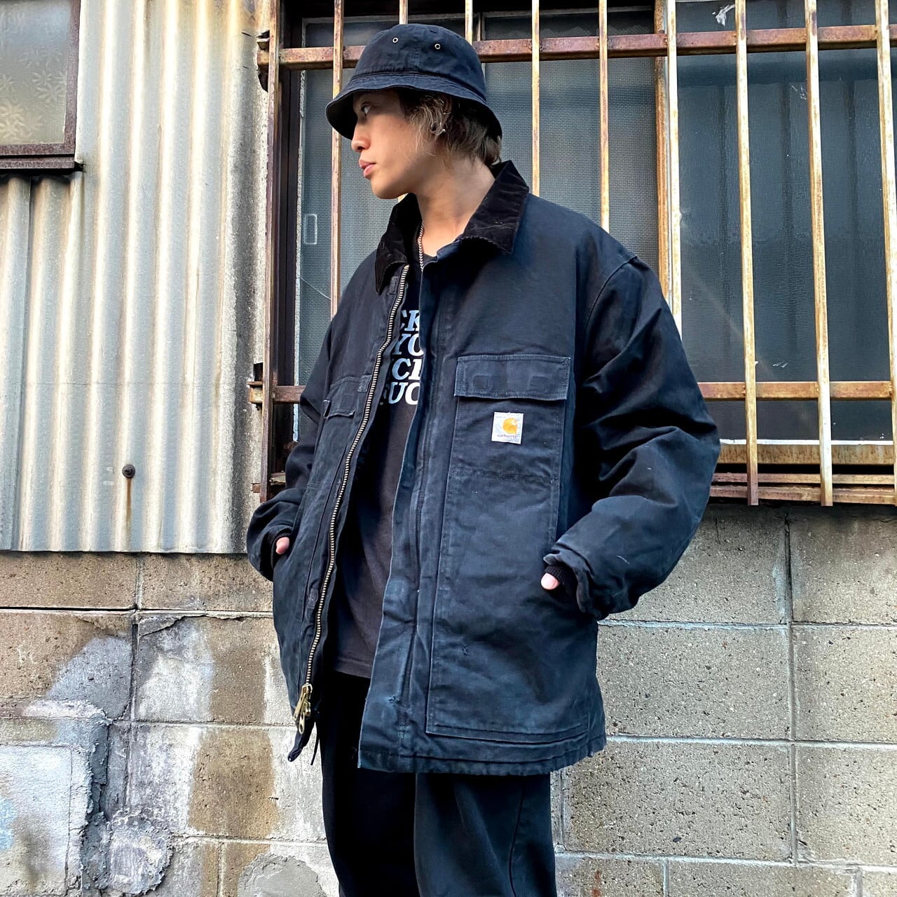 袖丈820carhartt トラディショナルコート ブラック ビッグサイズ