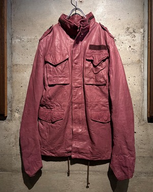 【Caka】“junhashimoto” Pink Color M-65 Type Leather Jacket