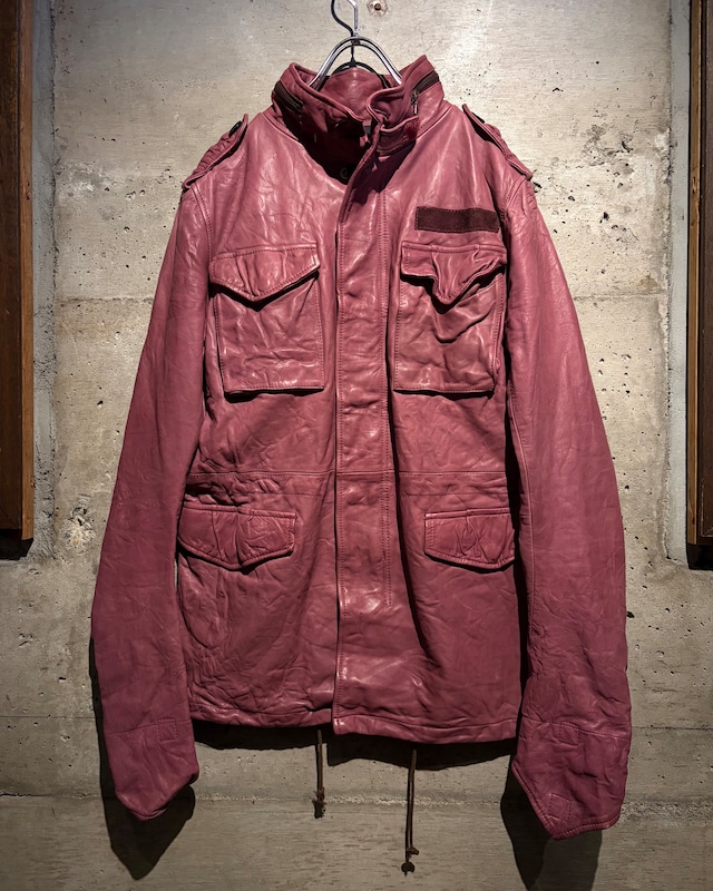 【Caka】“junhashimoto” Pink Color M-65 Type Leather Jacket