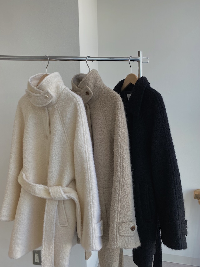 collar change boucle middle coat