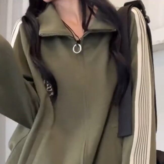 ライン ジャージ セットアップ レディース 韓国 ファッション グリーン