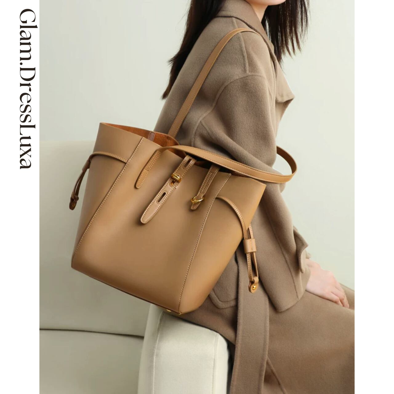 Soft Leather ドローストリングトートバッグ_B07