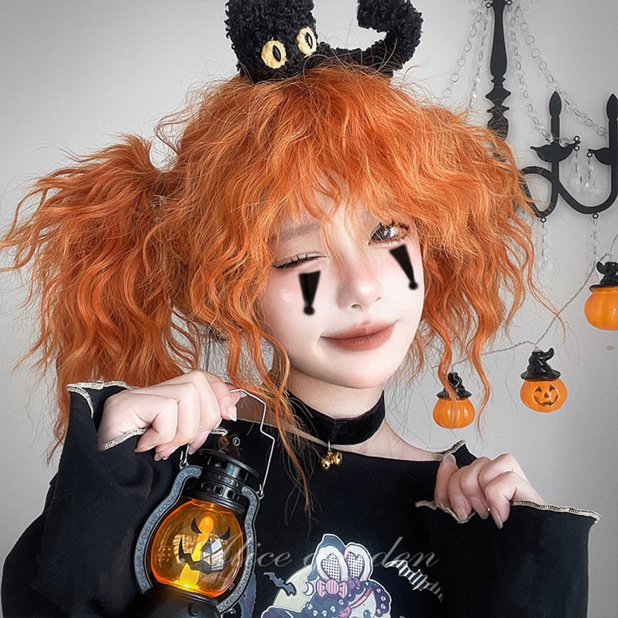 ハロウィン コスプレ Alice ヘアウィッグ 小悪魔 ロングカーリー