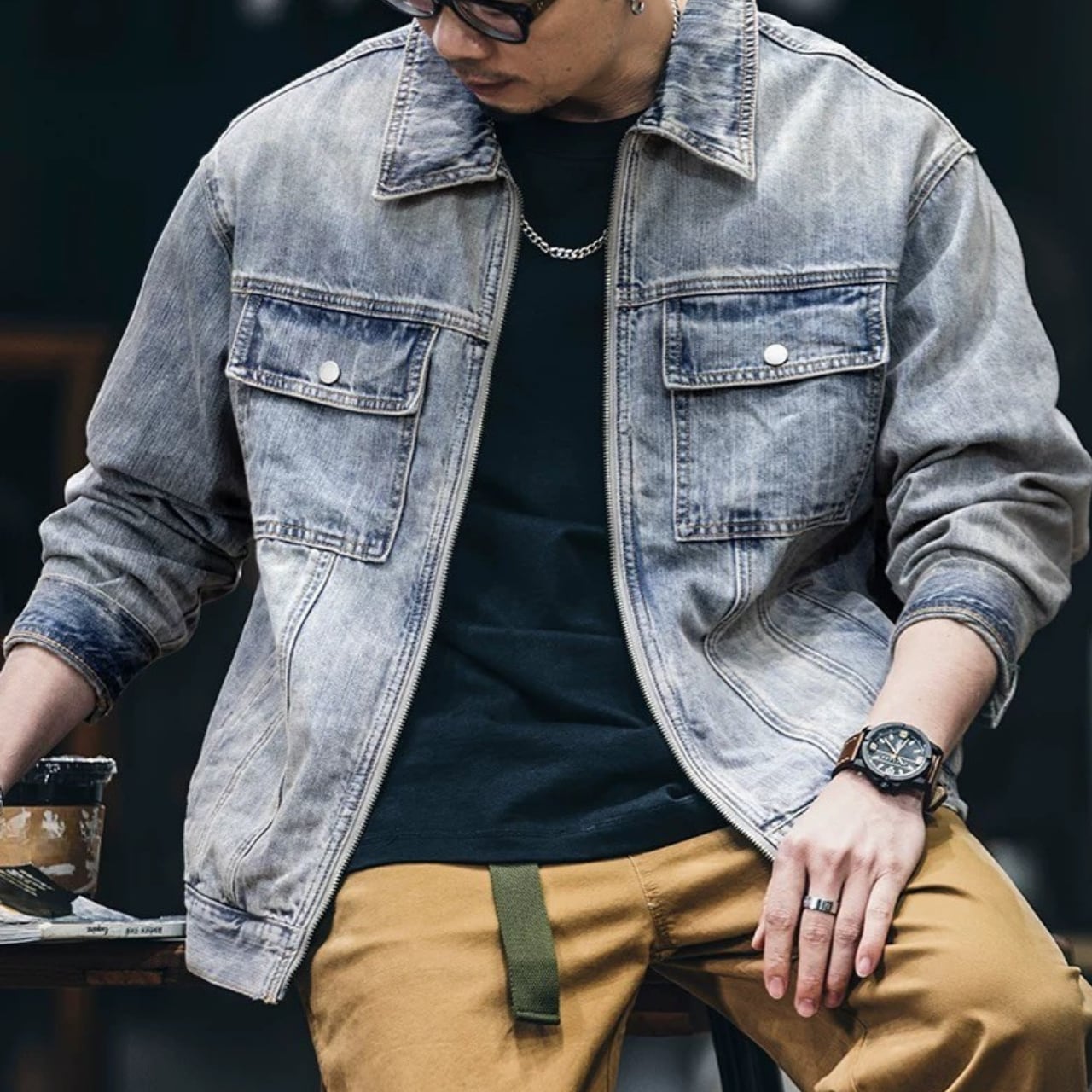 パッチポケット ジップアップ デニムジャケット 00564