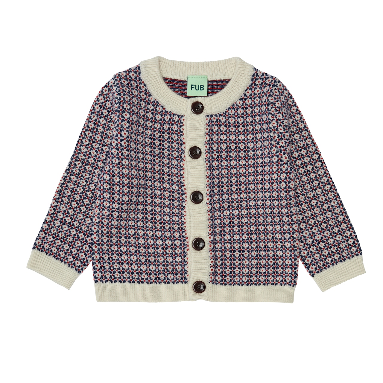 FUB / Baby Nordic Cardigan/ ECRU/ROYAL BLUE/PURE RED