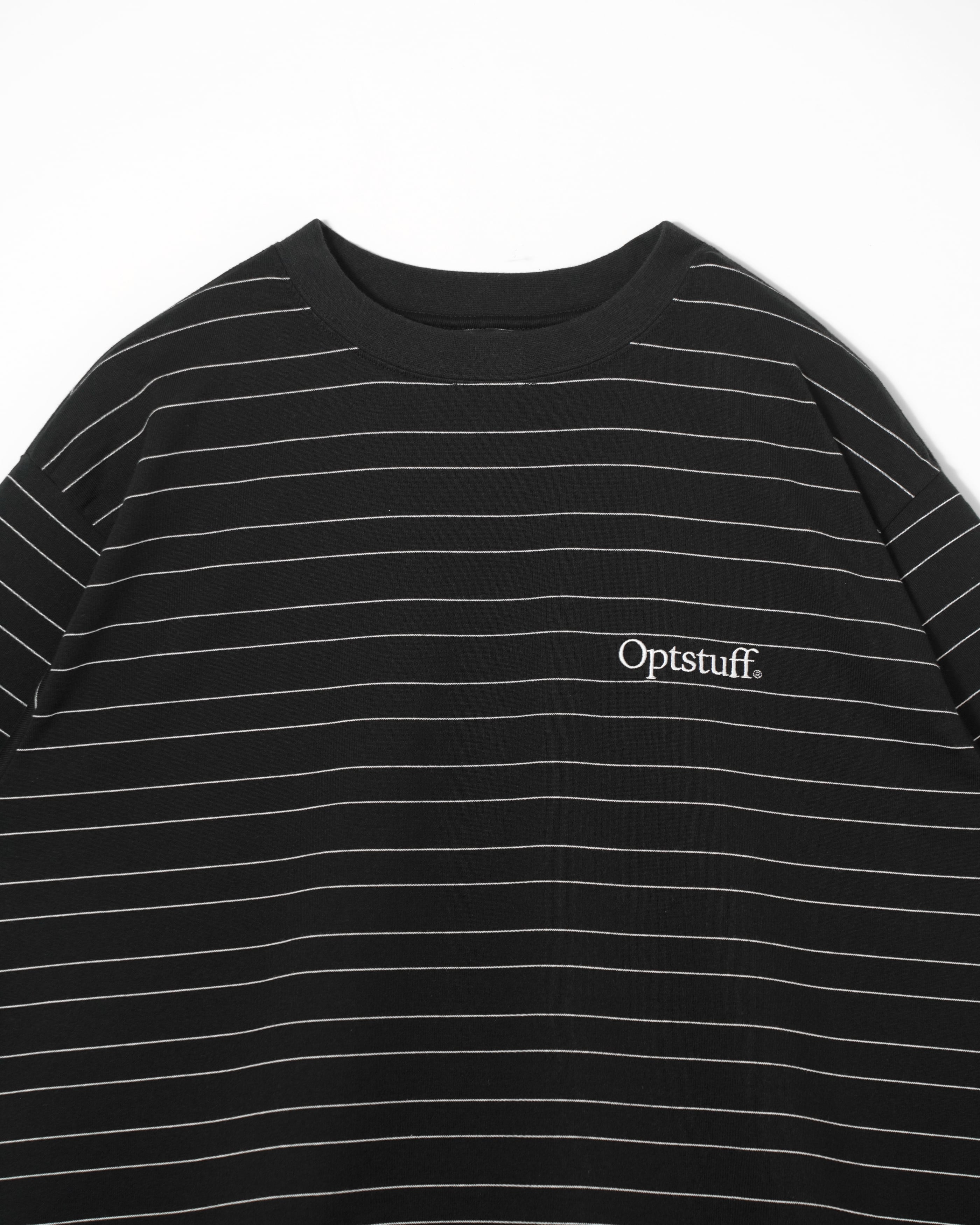 OPTSTUFF DRAWSTRING CLASSIC BORDER 新品 OPTSTUFF] CLASSIC BORDER DRAWSTRING T-SHIRT (BLACK) | OPTSTUFF