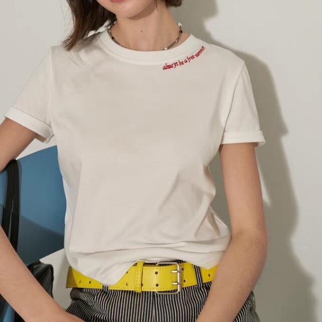 クルーネック 刺繍ロゴ Tシャツ  L1390
