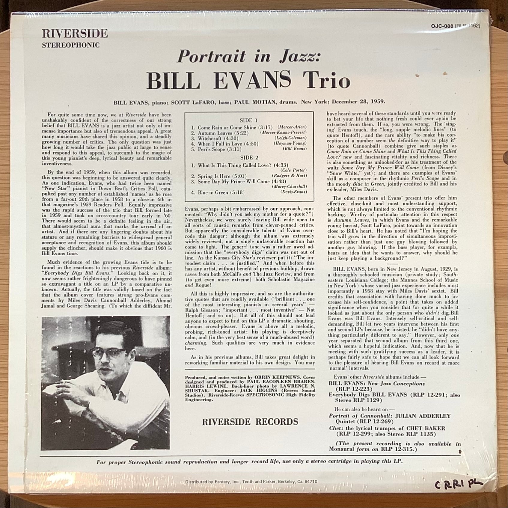 BILL EVANS TRIO / PORTRAIT IN JAZZ | Plastic Soul Records