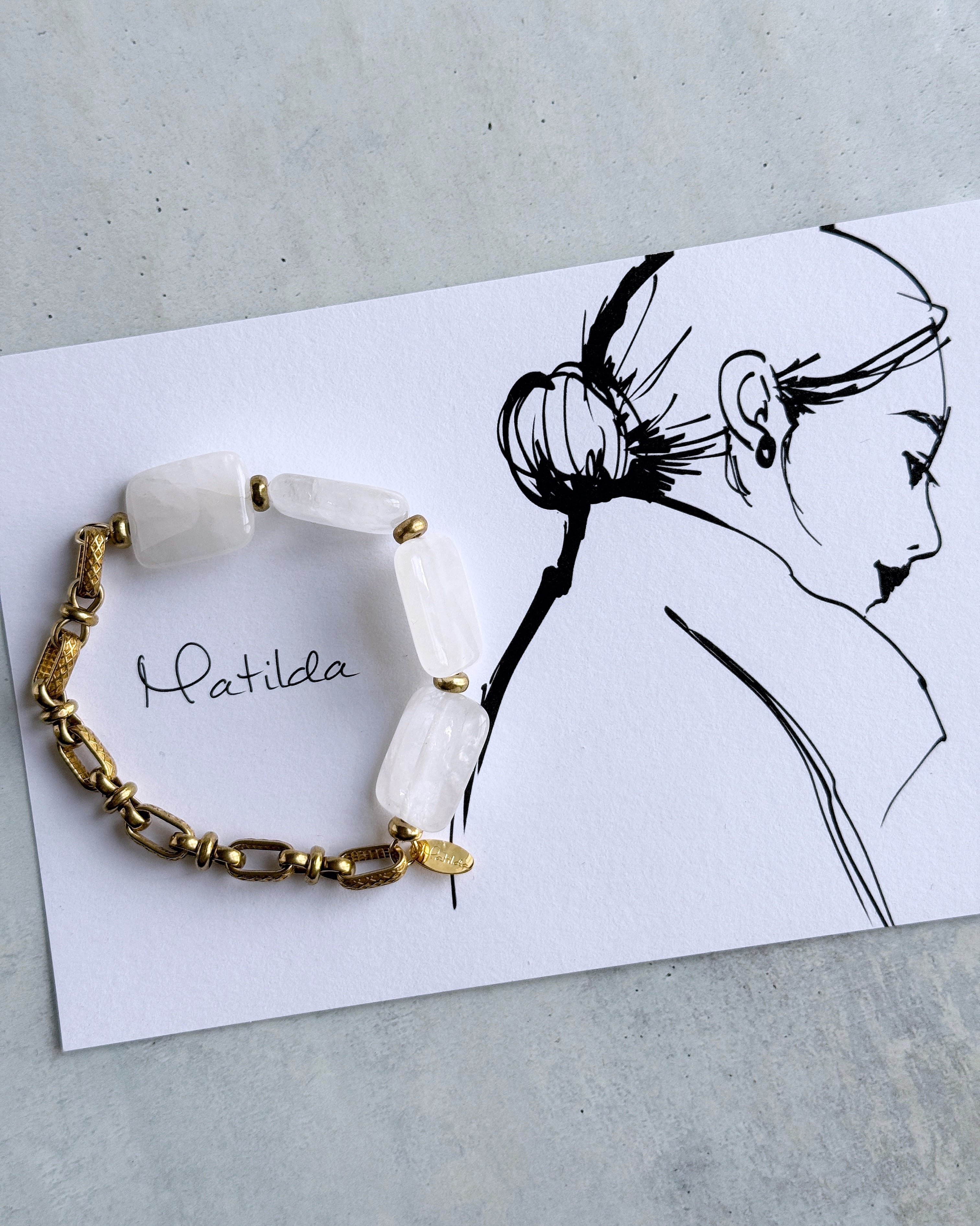 Chain & stone bracelet(クォーツ)