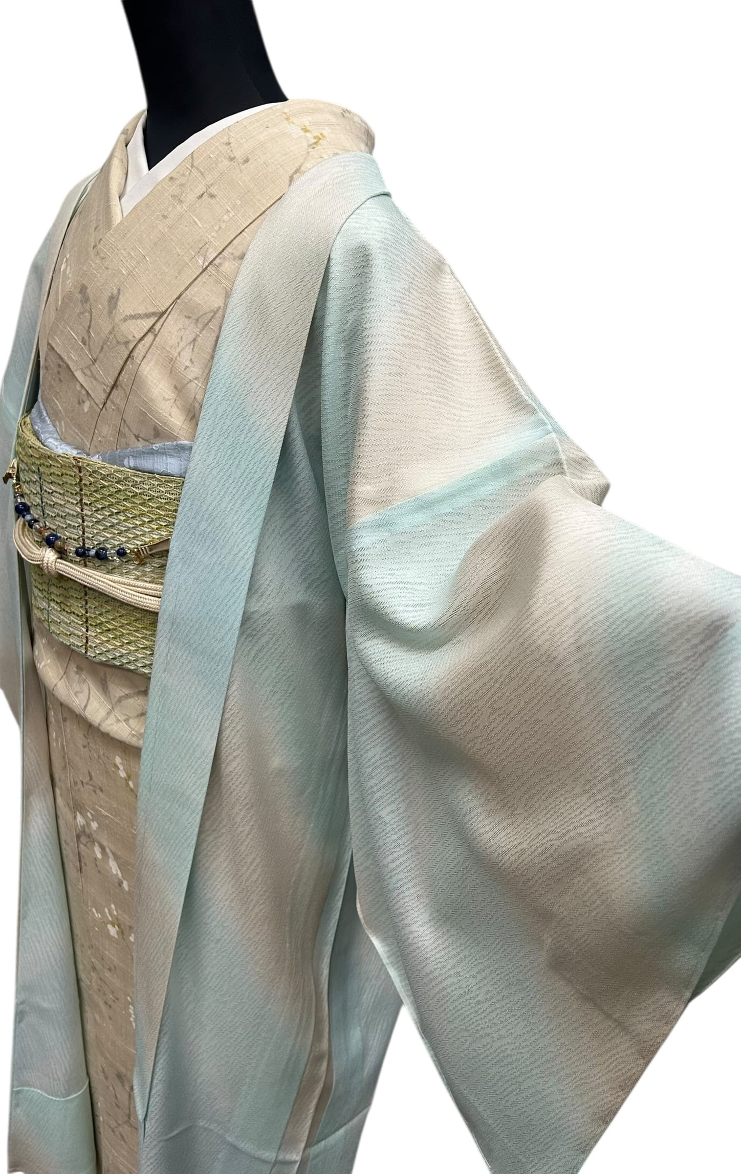 夏物 羽織 塵除けうすい瓶覗色～白橡色 紋紗 裄丈 69.5㎝ 新品 K6664